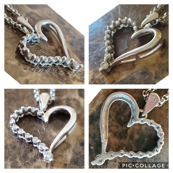Genuine 10k White Gold Heart, with .40ct Diamonds Pendant - Picture 3 of 5